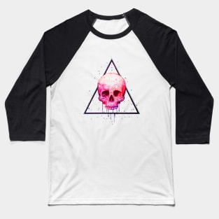 Skull In Triangle On Black Baseball T-Shirt